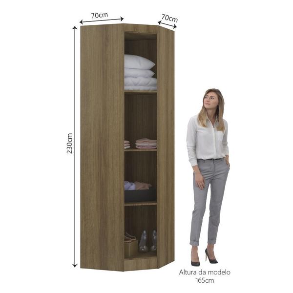 Imagem de Guarda Roupa de Canto Diagonal Modulado 70cm 1 Porta com Espelho Paris Luciane Móveis