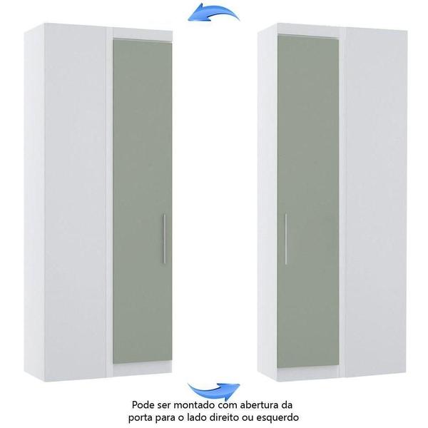 Imagem de Guarda Roupa De Canto Reto Modulado 90cm 1 Porta Alpes Luciane Móveis Branco Pf Com Verde Pf