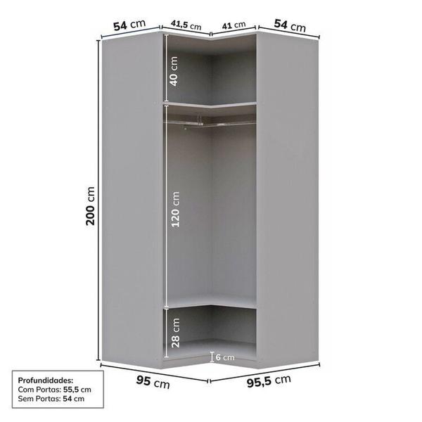 Imagem de Guarda-roupa de Canto Reto Modular 95cm com Portas e Cabideiros Jade Cabecasa Madeiramadeira