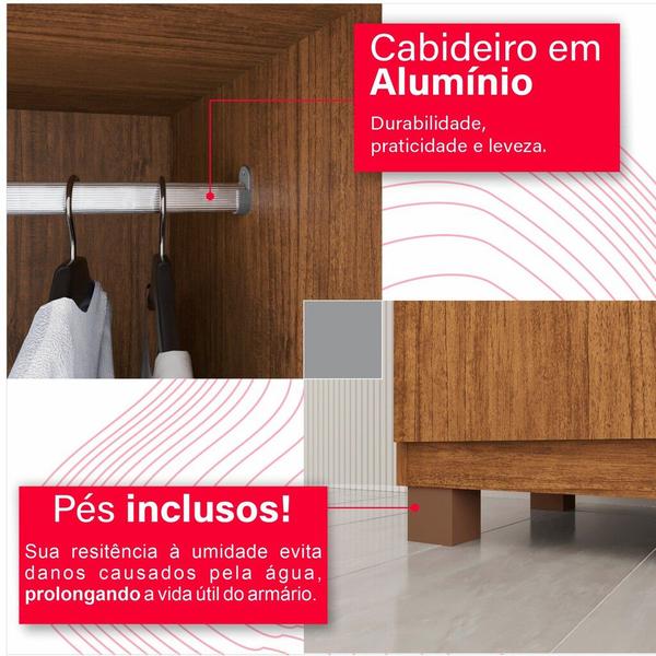 Imagem de Guarda-Roupa de Casal 100% MDF 6 Portas 4 Gavetas Inglaterra Com Espelho - Tudo de Móveis