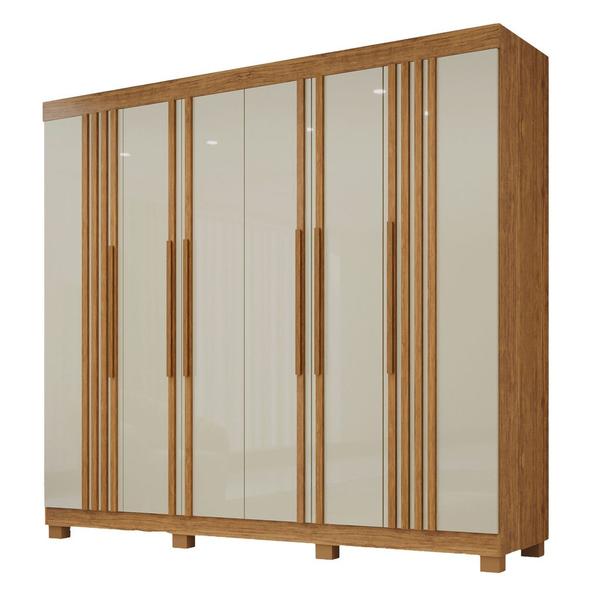 Imagem de Guarda-Roupa de Casal 100% MDF 6 Portas 4 Gavetas Inglaterra Ripado - Tudo de Móveis