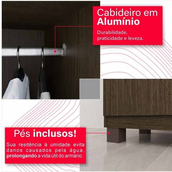 Imagem de Guarda-Roupa de Casal 100% MDF 6 Portas 4 Gavetas Inglaterra Ripado - Tudo de Móveis