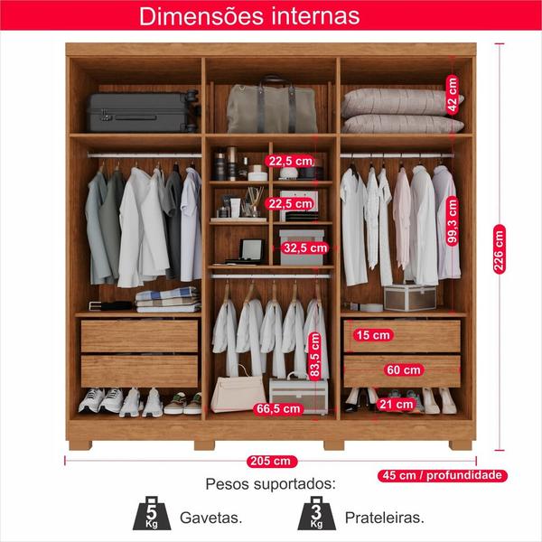 Imagem de Guarda-Roupa de Casal 100% MDF 6 Portas 4 Gavetas Valencia - Tudo de Móveis