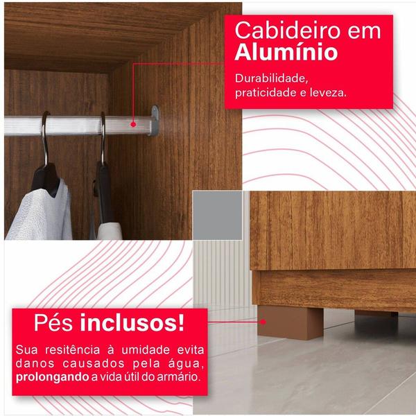 Imagem de Guarda-Roupa de Casal 100% MDF 8 Portas 4 Gavetas Itália Com Espelho  - Tudo de Móveis