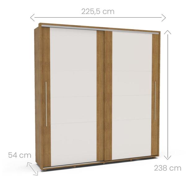 Imagem de Guarda Roupa De Casal 225cm Coimbra 2 Portas 6 Gavetas Freijó/ Off White - Politorno