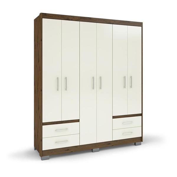 Imagem de Guarda Roupa De Casal 6 Portas Cappuccino Off White Primacy Batrol