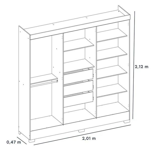 Imagem de Guarda Roupa De Casal  6 Portas Prático Amendola Touch Demóbile