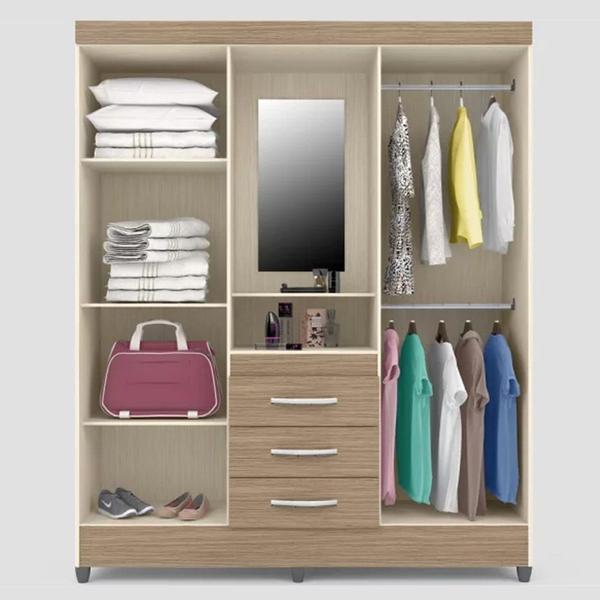 Imagem de Guarda Roupa de Casal Capri 04 Portas e 03 Gavetas Castanho Wood - Moval