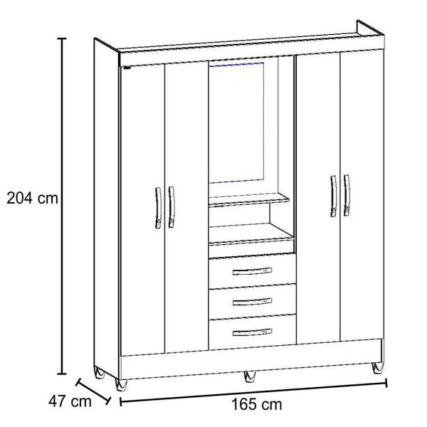 Imagem de Guarda Roupa de Casal Capri 04 Portas e 03 Gavetas Castanho Wood - Moval