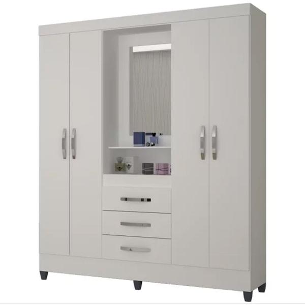 Imagem de Guarda Roupa de Casal Capri 04 Portas e 03 Gavetas Flex Branco ou Branco com Rosa - Moval