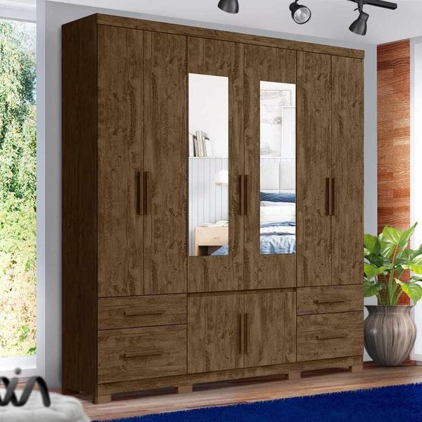 Imagem de Guarda Roupa De Casal Castanho Wood Porto Plus Moval 2,01M