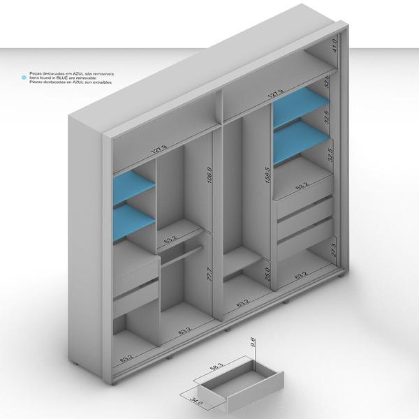 Imagem de Guarda Roupa De Casal Coimbra 2 Portas 6 Gavetas Branco - Politorno