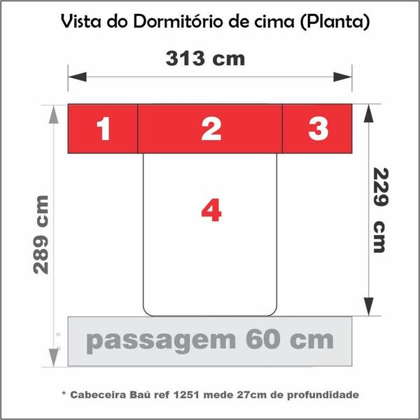 Imagem de Guarda-roupa de Casal com Cama Bau Queen Size Embutida 1223 Branco