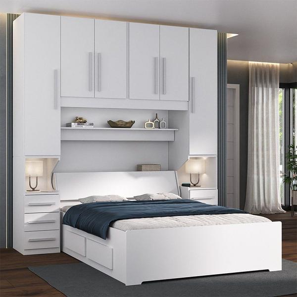 Imagem de Guarda-roupa de Casal com espaço para Cama Box padrão 1220S Branco