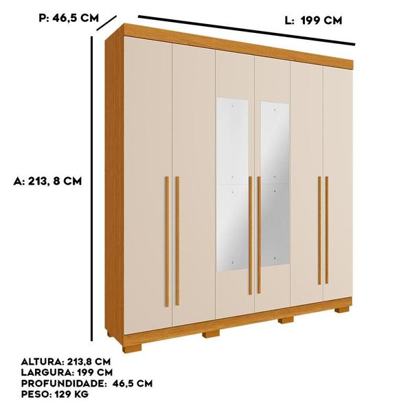 Imagem de Guarda-Roupa De Casal Polônia Com Espelho 6 Portas Linhamobília