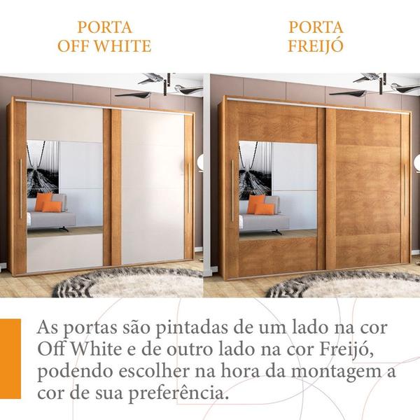 Imagem de Guarda Roupa De Casal Sevilha 2 Portas 4 Gavetas Freijó/ Off White Com Espelho - Politorno