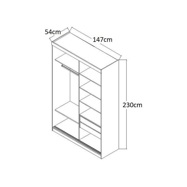 Imagem de Guarda Roupa De Solteiro Grand Marzano 2 Portas 2 Gavetas Branco Com Espelho - Moville