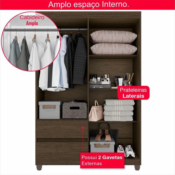 Imagem de Guarda-Roupa de Solteiro Madri 4 Portas 2 Gavetas Com Espelho - Tudo De Móveis