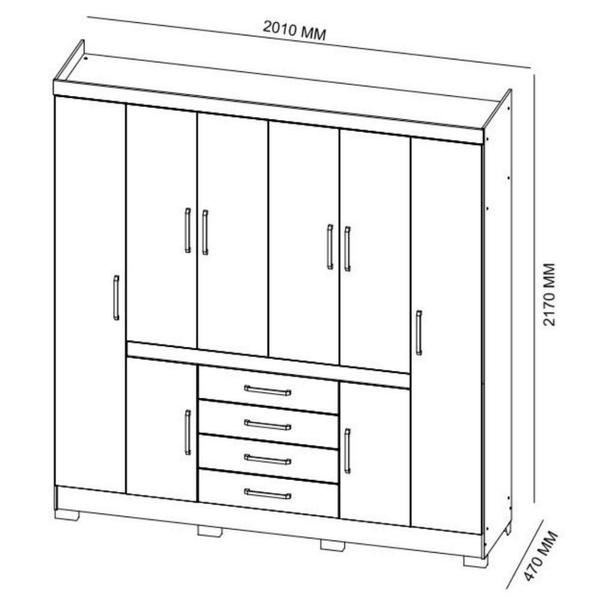 Imagem de Guarda-Roupa Demóbile New Realce 8 Portas 4 Gavetas