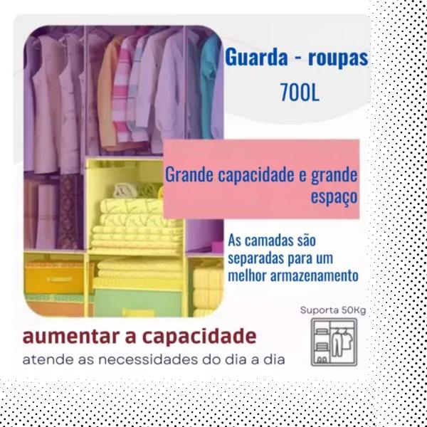 Imagem de Guarda Roupa Dobrável 2 Portas Armário Para Organizar Roupa