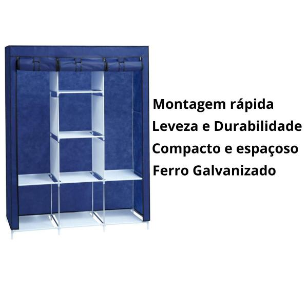 Imagem de Guarda Roupa Dobravel Armario Desmontavel Para Organizador De Roupa 8 Divisorias