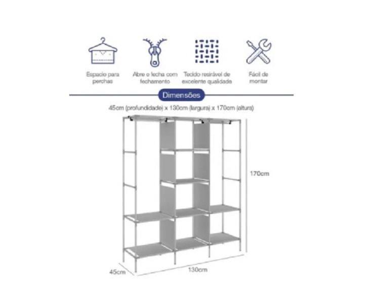 Imagem de Guarda Roupa Dobrável Organizador Roupa