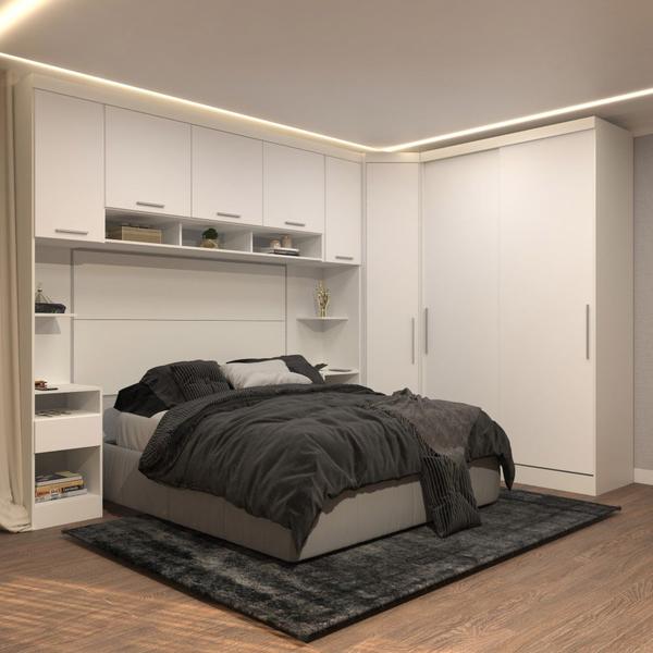 Imagem de Guarda Roupa Dormitório Modulado Alpes Casal 1,38 m Canto c/ 2 Portas de Correr - Branco - Luciane M01