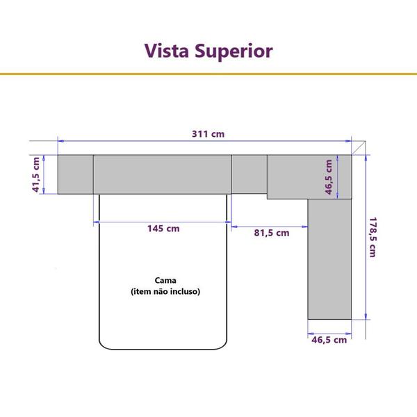 Imagem de Guarda Roupa Dormitório Modulado Alpes Casal 1,38 m Canto - Roupeiro Luciane M03