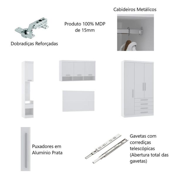 Imagem de Guarda Roupa Dormitório Modulado Alpes Casal 1,38 m - Roupeiro Luciane M04