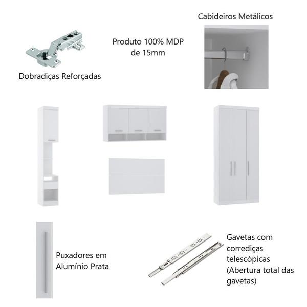 Imagem de Guarda Roupa Dormitório Modulado Alpes Casal 1,38 m - Roupeiro Luciane M05