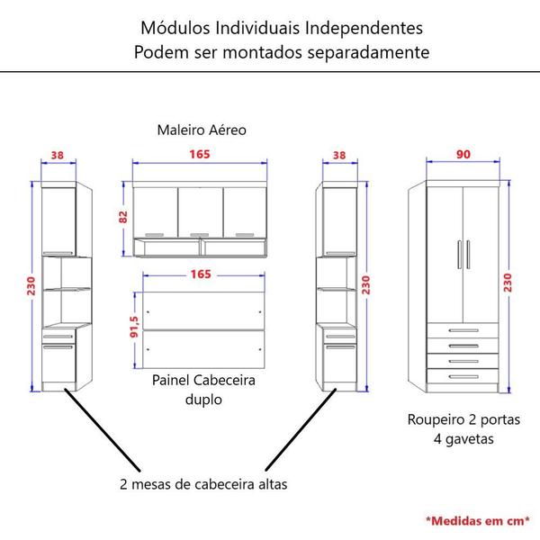 Imagem de Guarda Roupa Dormitório Modulado Alpes Casal 1,58 m Queen - Roupeiro Luciane M02