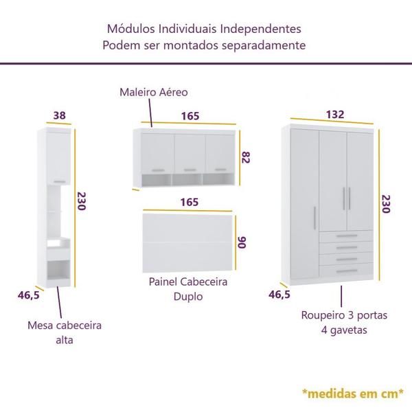 Imagem de Guarda Roupa Dormitório Modulado Alpes Casal 1,58 m Queen - Roupeiro Luciane M04