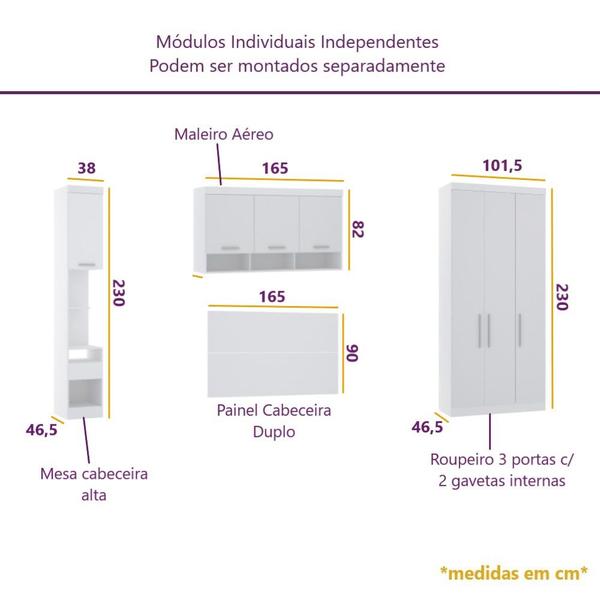 Imagem de Guarda Roupa Dormitório Modulado Alpes Casal 1,58 m Queen - Roupeiro Luciane M05