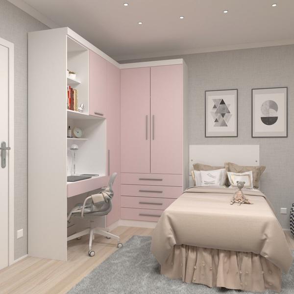 Guarda Roupa Dormitório Modulado Alpes Solteiro Canto c/ Bancada de Estudo - Roupeiro Luci... Guarda Roupa Dormitório Modulado Alpes Solteiro Canto c/ Bancada de Estudo - Roupeiro Luci...