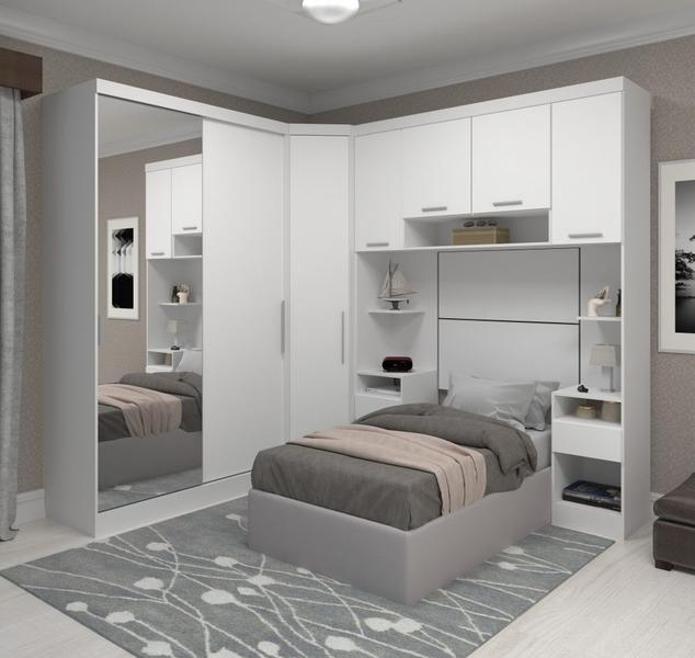 Guarda Roupa Dormitório Modulado Alpes Solteiro Espelho Porta
