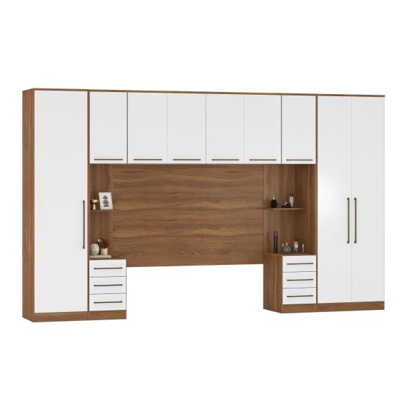 Imagem de Guarda Roupa Dormitório Modulado Irlanda Casal/Queen - Amêndola Touch e Branco - Roupeiro Demobile C8