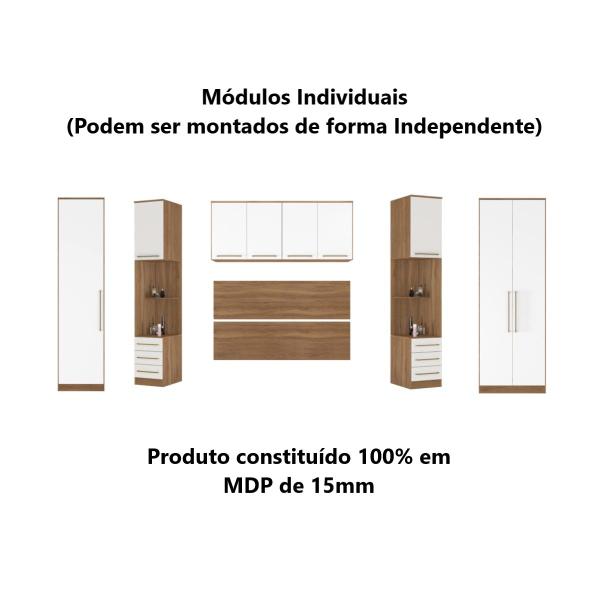 Imagem de Guarda Roupa Dormitório Modulado Irlanda Casal/Queen - Amêndola Touch e Branco - Roupeiro Demobile C8