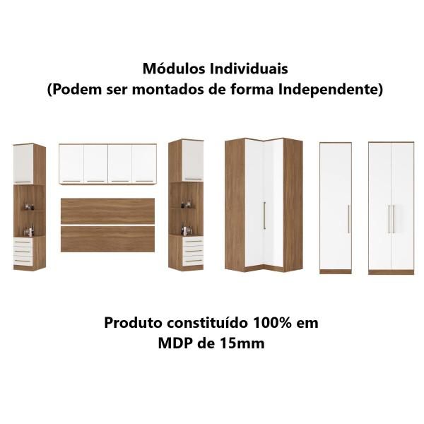 Imagem de Guarda Roupa Dormitório Modulado Irlanda Casal/Queen Canto - Amêndola Touch e Branco - Roupeiro Demobile C2