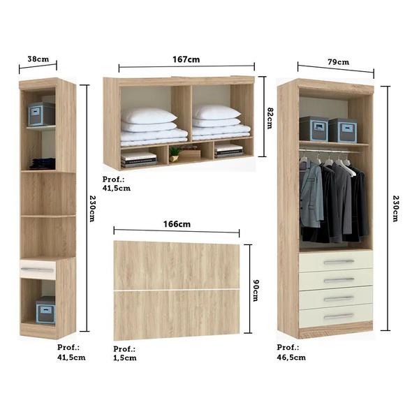 Imagem de Guarda Roupa Dormitório Modulado Master Casal Queen 1,58 m - Avelã Rústico e Areia - Luciane M12