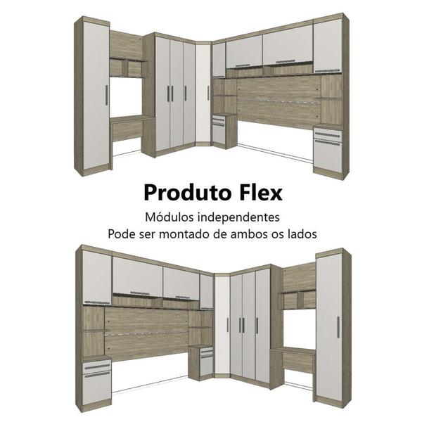 Imagem de Guarda Roupa Dormitório Modulado Master Casal Queen 1,58 m Canto c/ Mesa Escrivaninha e Nicho - Luciane M18