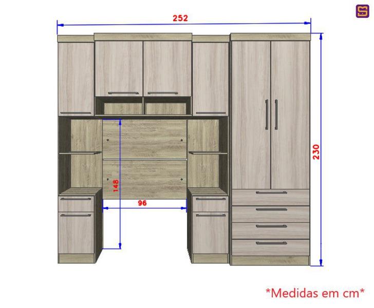 Imagem de Guarda Roupa Dormitório Modulado Master Solteiro - Avelã Rústico e Ártico Rústico - Luciane M01