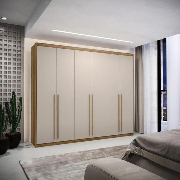 Imagem de Guarda Roupa Dubai Majestic 6 Portas e 6 Gavetas - Nature Fendi - Vila Rica