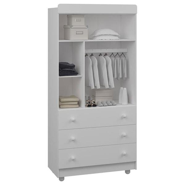 Imagem de Guarda Roupa e Cômoda Infantil 2 Portas Katatau Branco Brilho  Reller