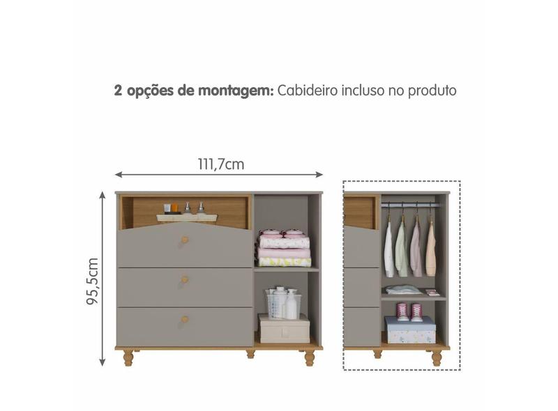 Imagem de Guarda Roupa e Cômoda Retro Casinha Permobili MDF