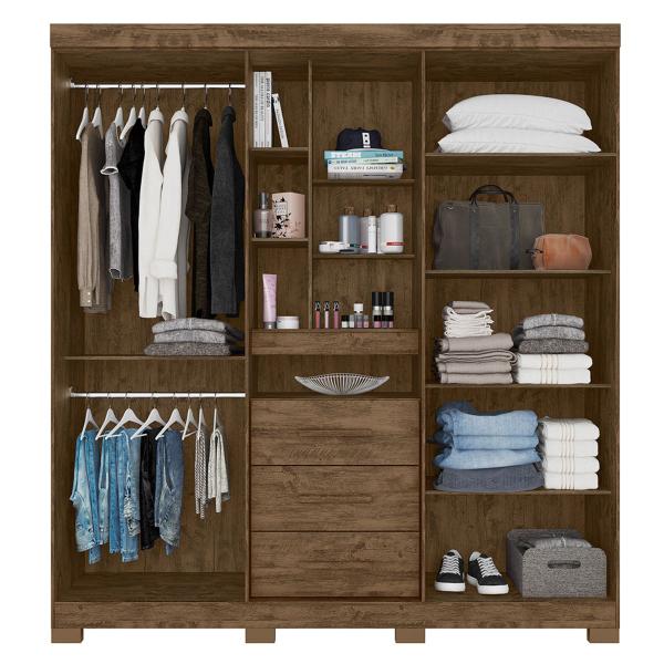 Imagem de Guarda Roupa Eldorado 195cm 5 Portas Castanho Wood com Espelho Moval