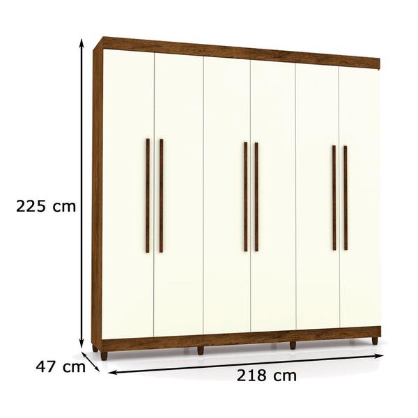 Imagem de Guarda Roupa Elegance 6 Portas e 2 Gavetas Imbuia/Champanhe - Vila Rica