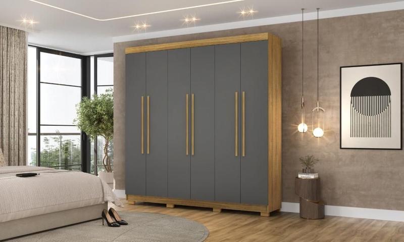 Imagem de Guarda Roupa Elegance 6 Portas e 2 Gavetas Internas - Cor Nature Alasca - Vila Rica