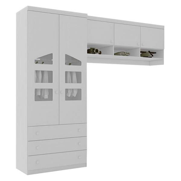 Imagem de Guarda Roupa Eloisa 2 Portas com Modulo Aéreo Branco Brilho - Phoenix Baby