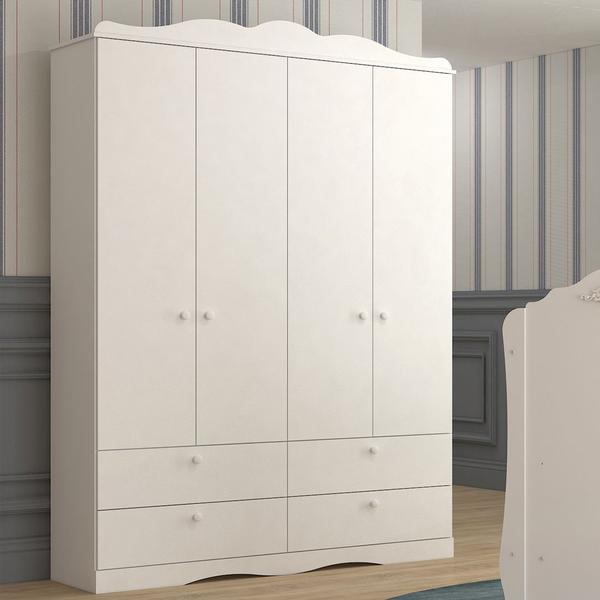 Imagem de Guarda Roupa Encanto com 4 Portas e 4 Gavetas Permóbili Branco