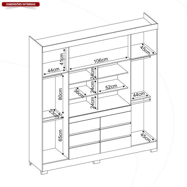 Imagem de Guarda Roupa Espelho 4 Portas 6 Gavetas Cadis Ebano Touch